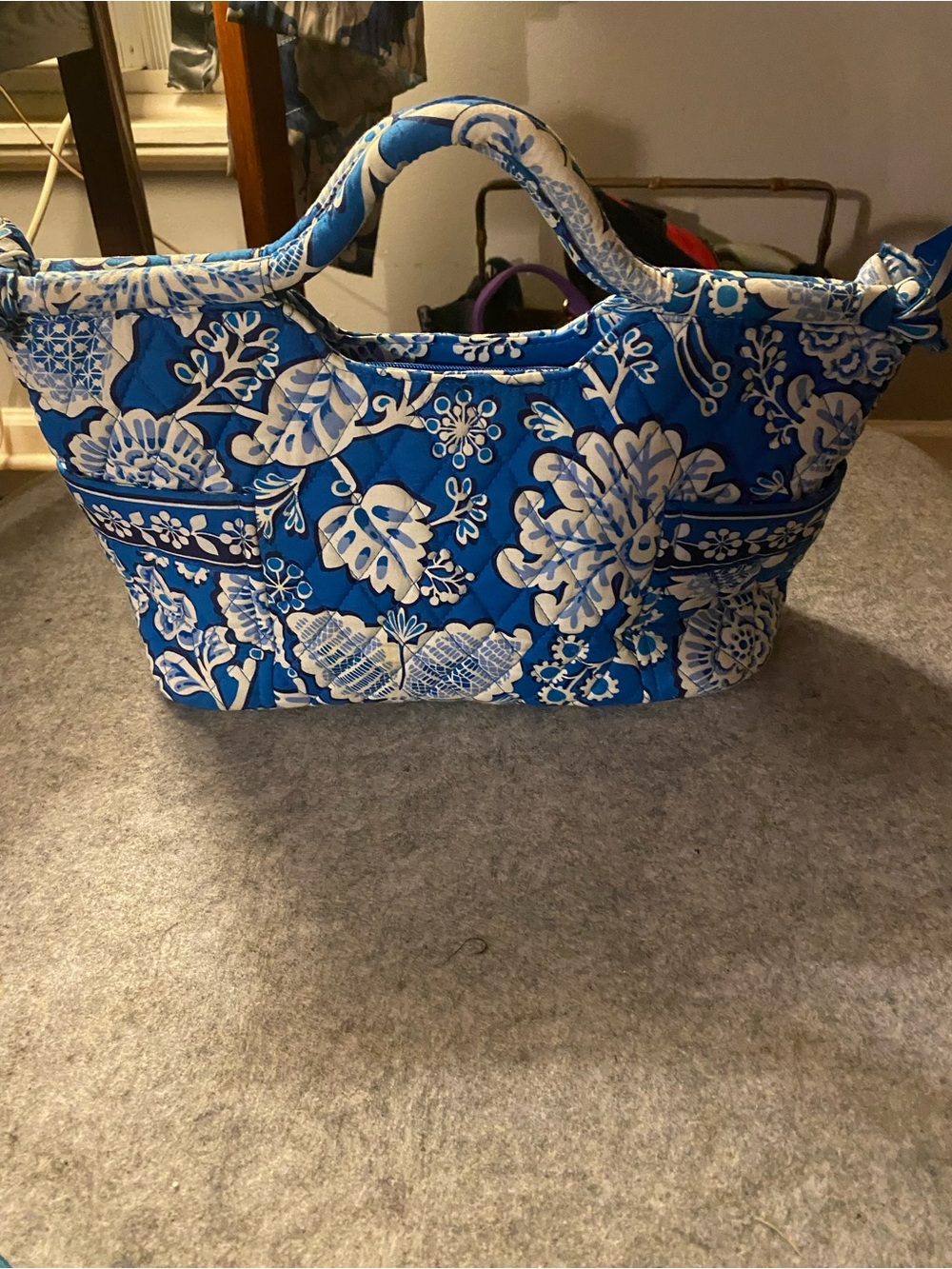 Vera Bradley Royal Blue and White Quilted Floral Tote